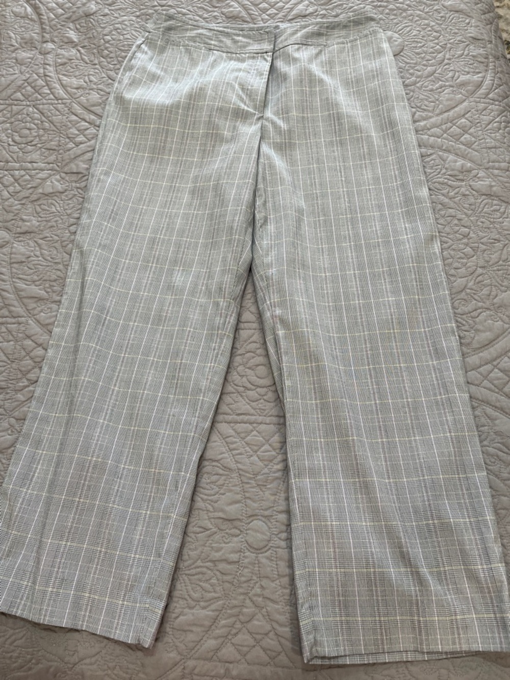 Rafaella Light Gray Plaid Dress Pants 10P